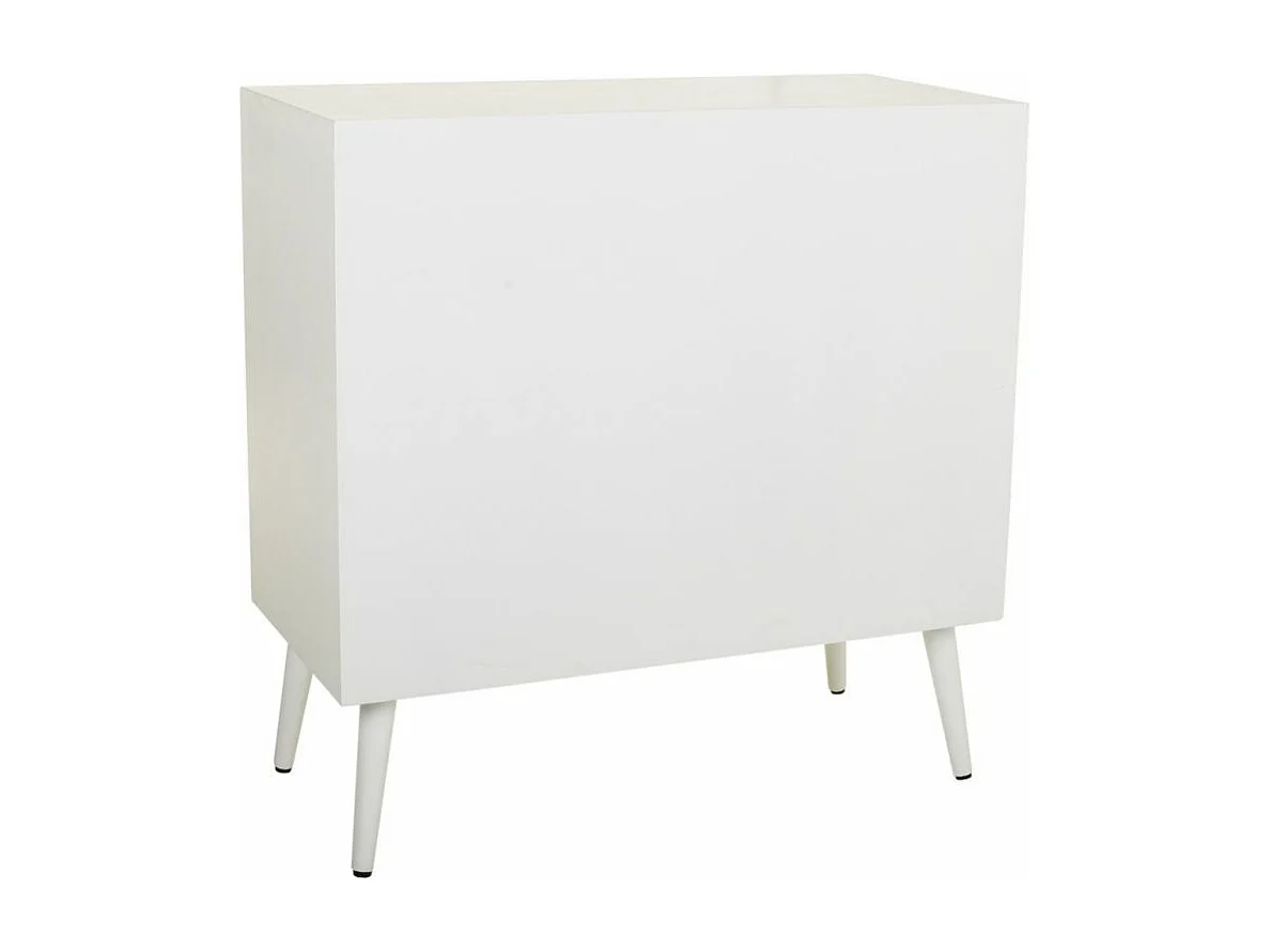 Cómoda de madera y rejilla blanca 80x39.5x81