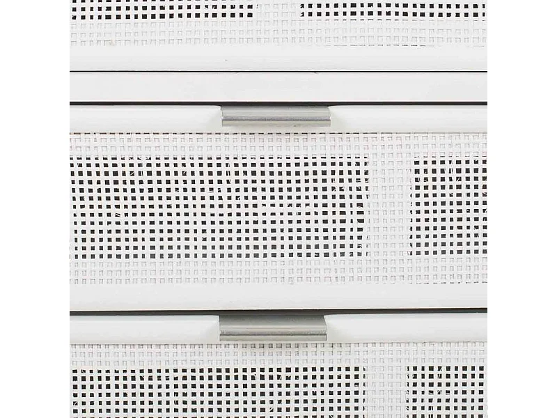 Cómoda de madera y rejilla blanca 80x39.5x81