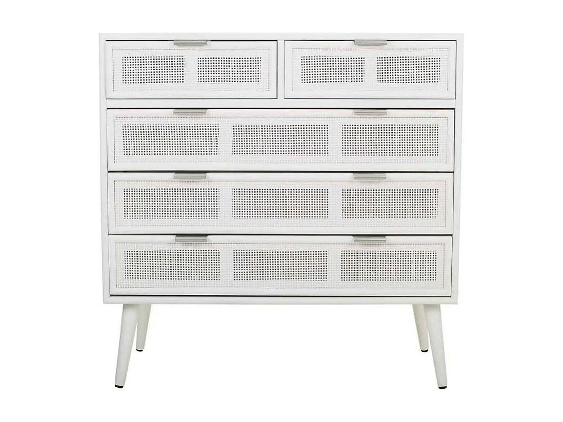 Kommode aus Holz und weißem Netzgewebe, 80 x 39,5 x 81 h cm