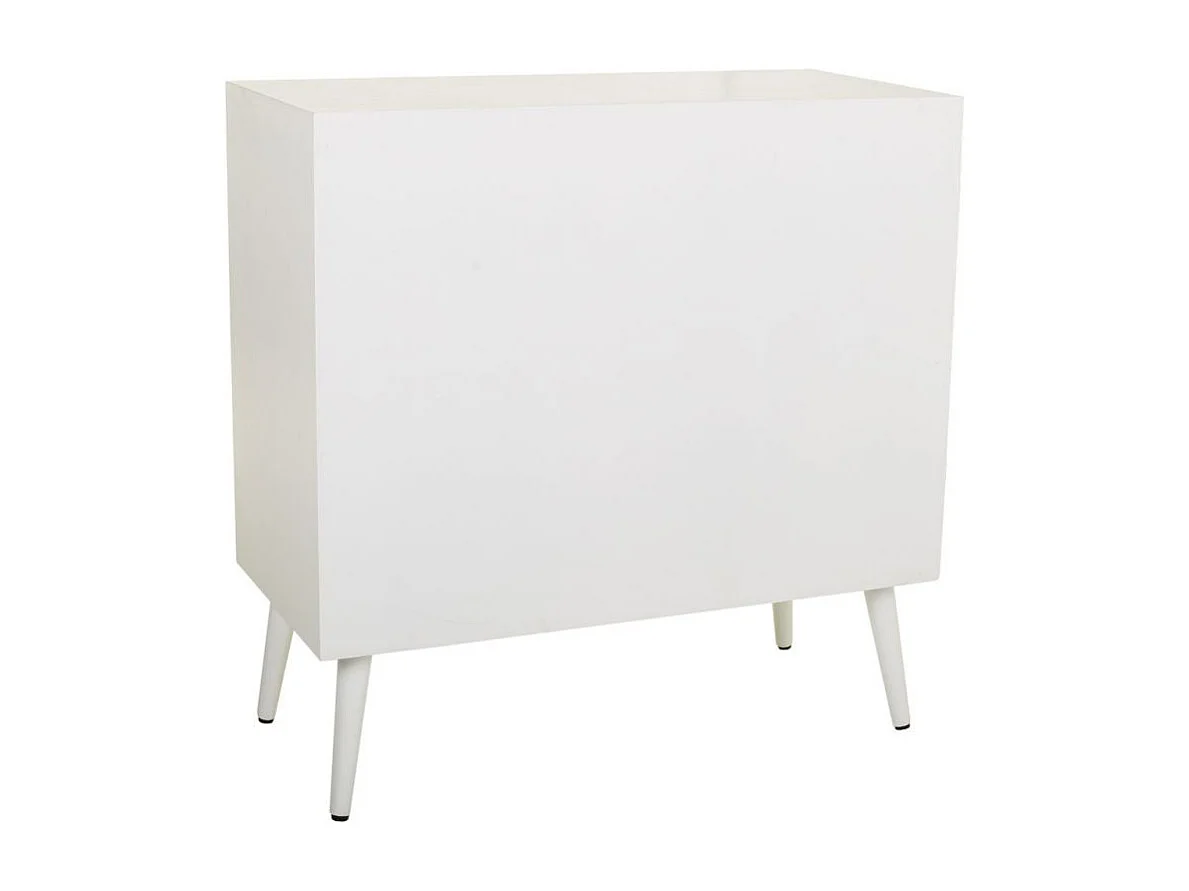 Kommode aus Holz und weißem Netzgewebe, 80 x 39,5 x 81 h cm