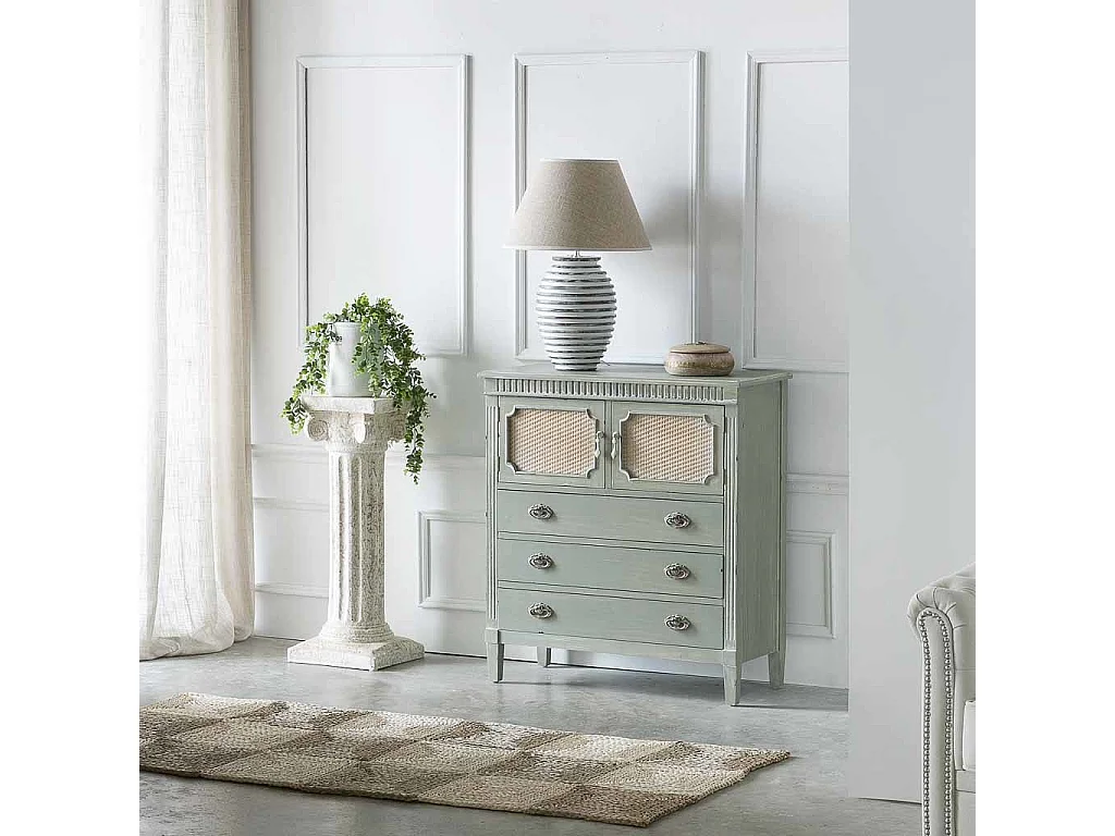 Comò in legno verde 82x36x90