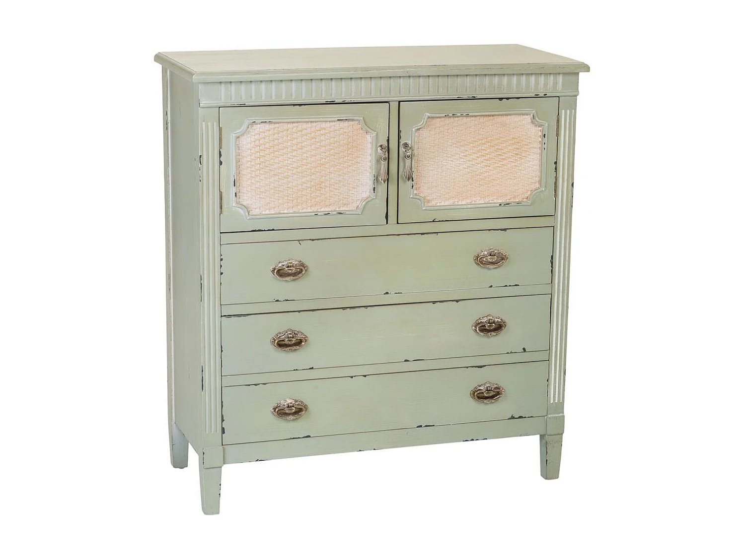 Comò in legno verde 82x36x90