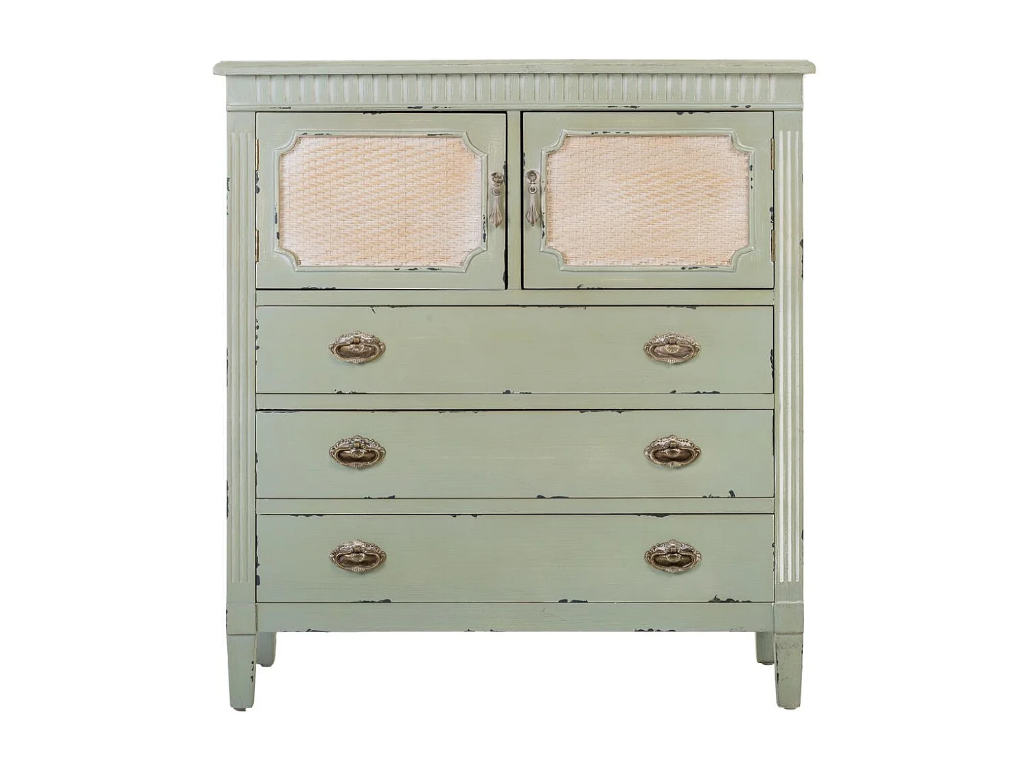 Comò in legno verde 82x36x90