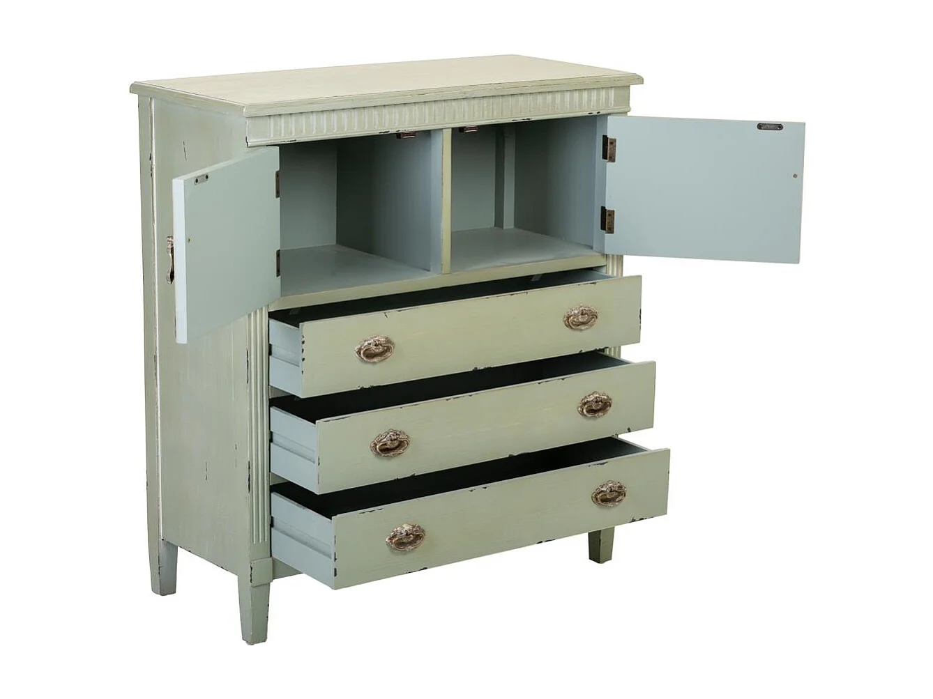 Kommode aus grünem Holz 82x36x90