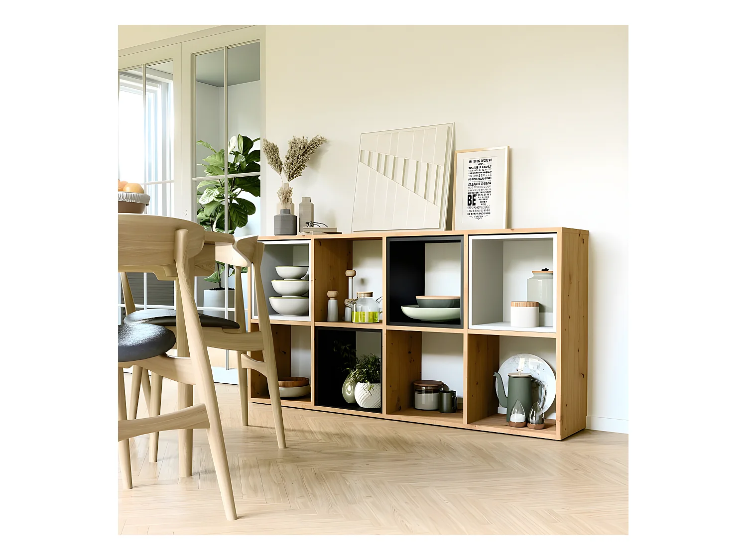MARION - Étagère modulable 8 cubes - Bibliothèque 8 cases - 147x30x75 cm - Meuble de rangement