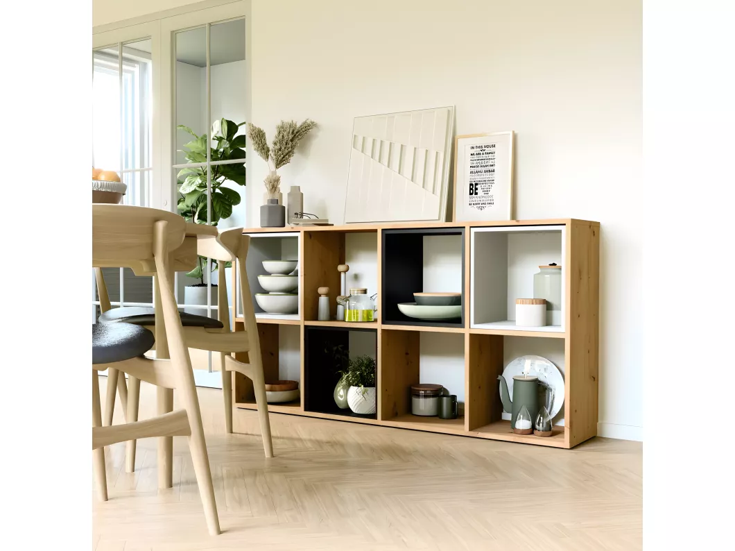 Kauf Unique CDF Malax 2x4 Bücherregal | Farbe: Eiche Artisan | Schrank, Sockel für Wohnzimmer, Büro und Arbeitszimmer | Regal für Bücher und Spielzeug | Modern | Ideal für Kinderzimmer, Teenager, Jugendzimmer