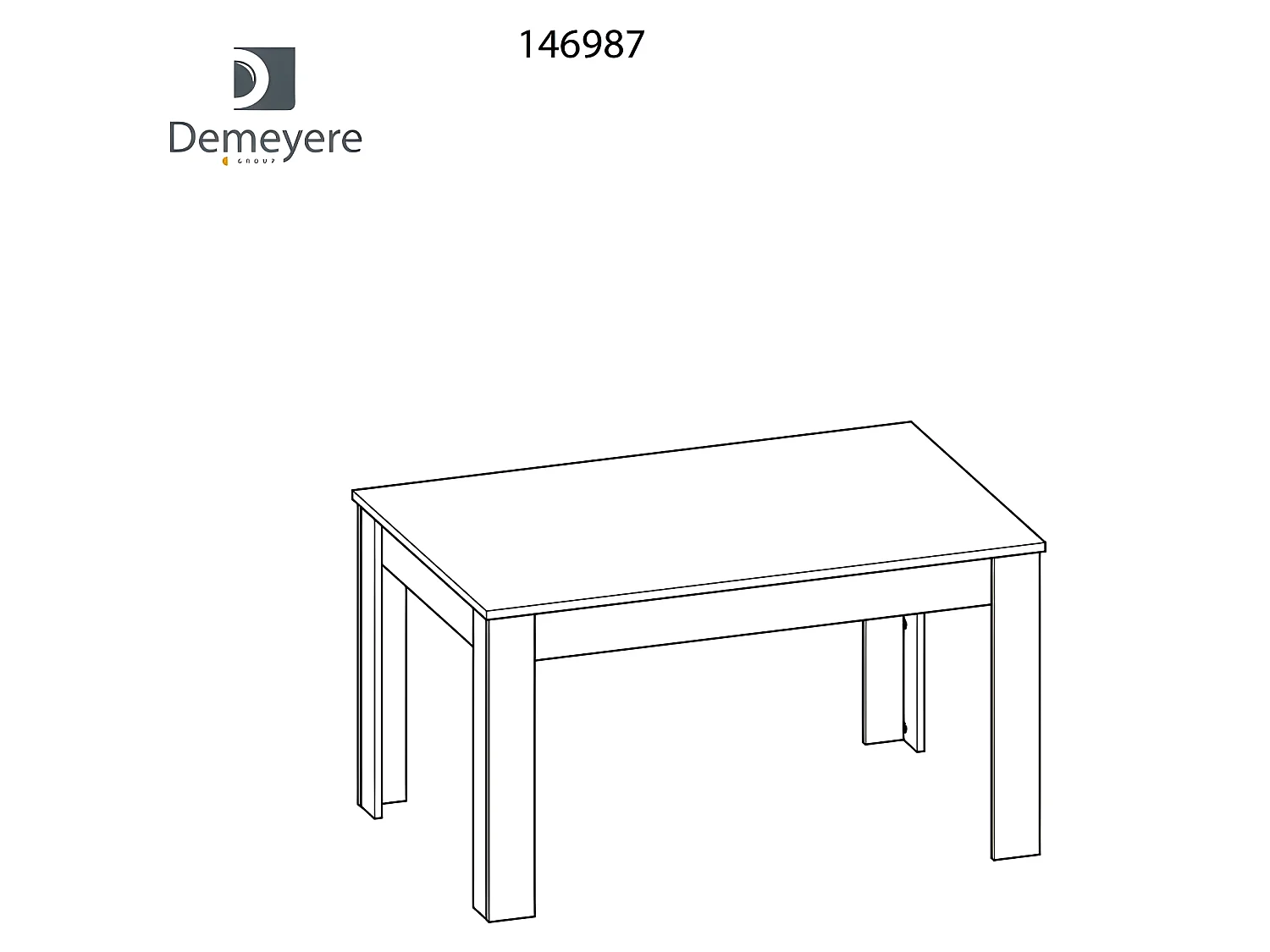 Table à manger 140 x 90 cm fixe Bruce