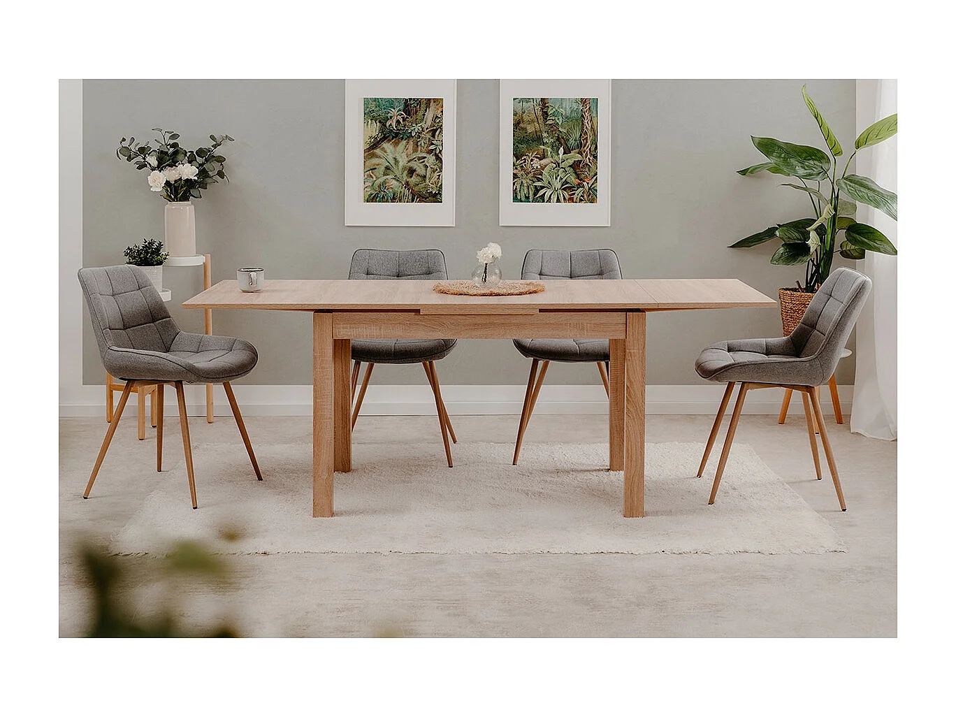 Table à manger extensible décor chêne sonoma L120-200 cm - LONGFORD