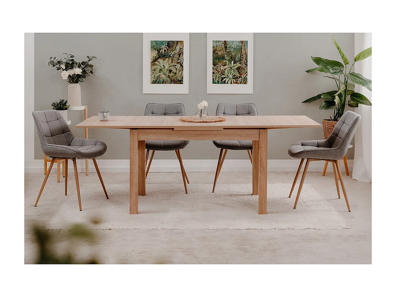 Table à manger extensible décor chêne sonoma L120-200 cm - LONGFORD