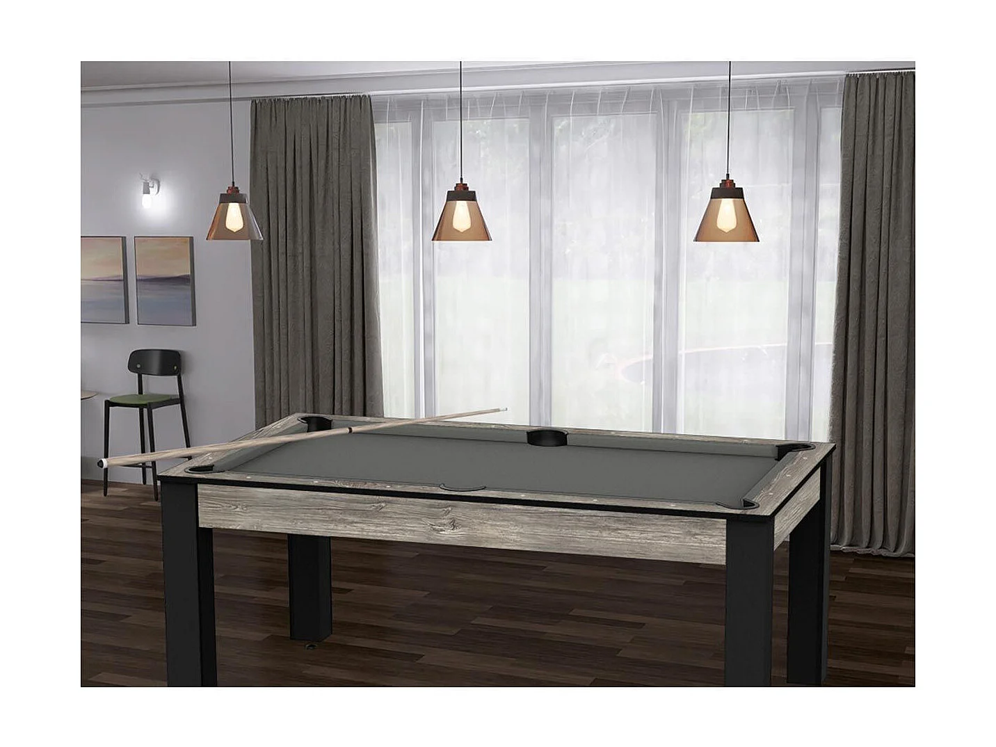 Table de Billard Convertible "Ohio" 185cm Gris