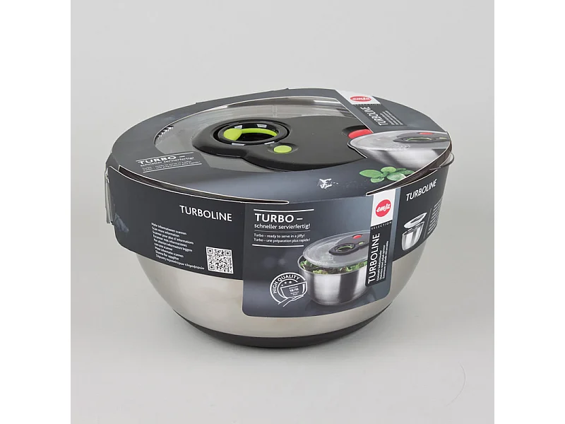 Salatschleuder Inox Turboline mit Turbo-Knopf - 26,5cm - Fassungsvermögen 4,5L