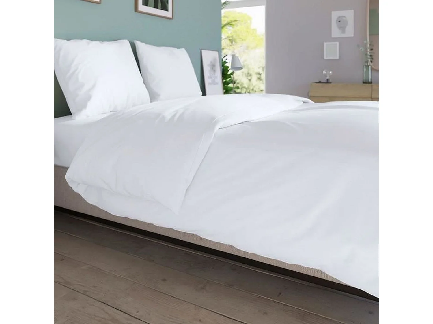 Drap housse - 160x200 cm - Coton - Coutil 32 cm - Blanc - Fabriqué en France