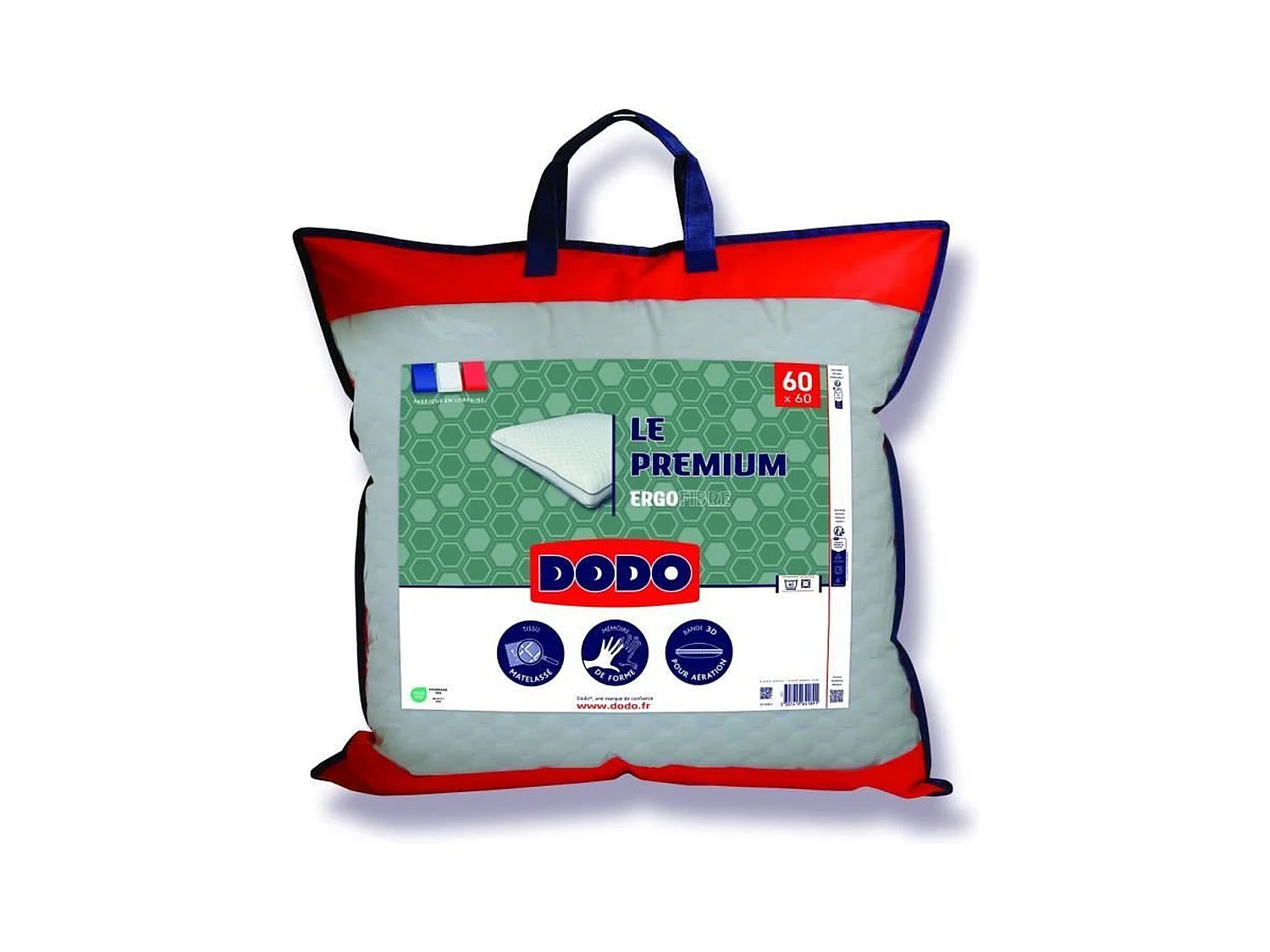 Oreiller Le Premium - 60 x 60 cm - Mémoire de forme - Taie déhoussable