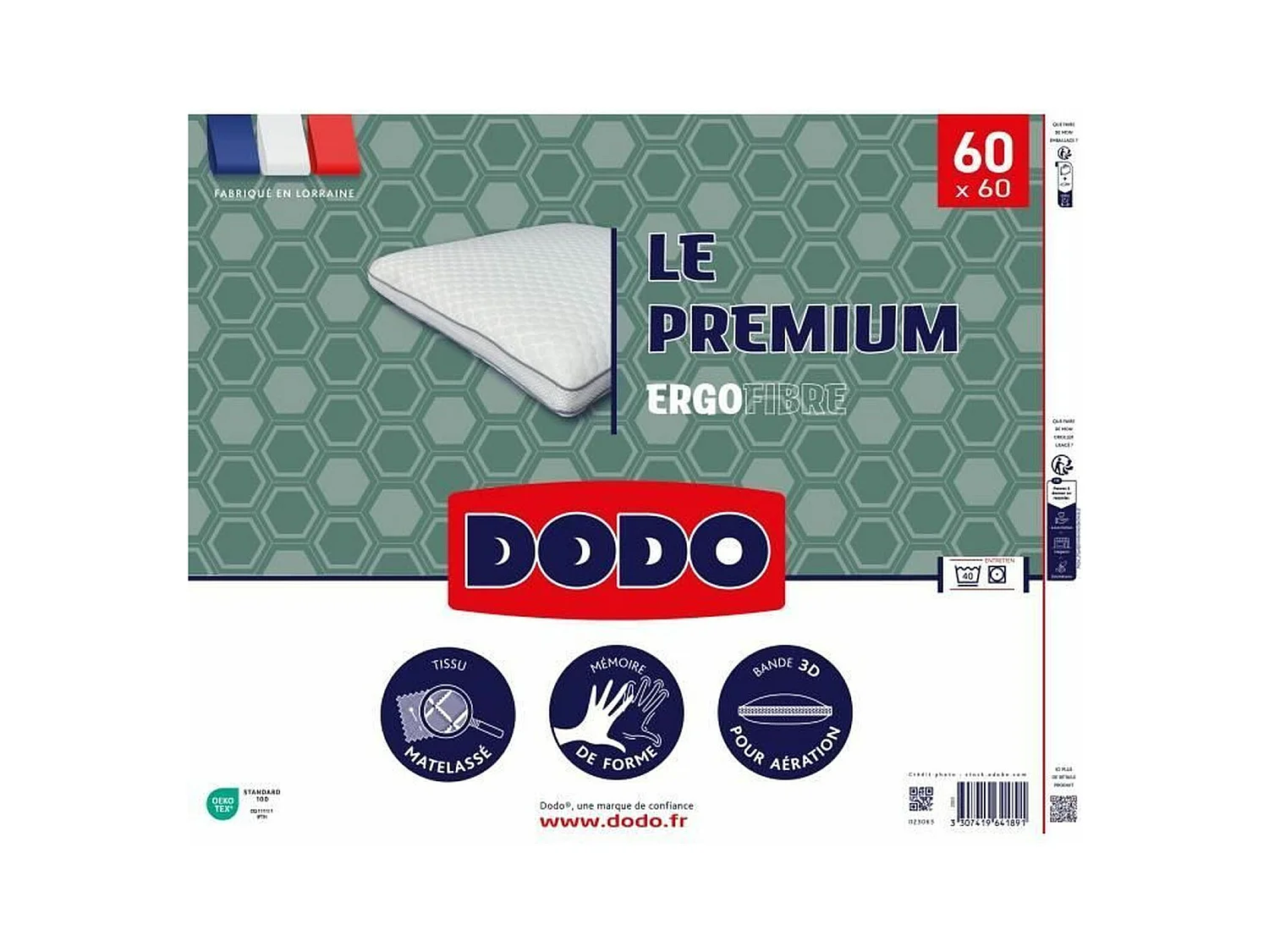 Le Premium Kissen – 60 x 60 cm – MemorySchaum – abnehmbarer Bezug