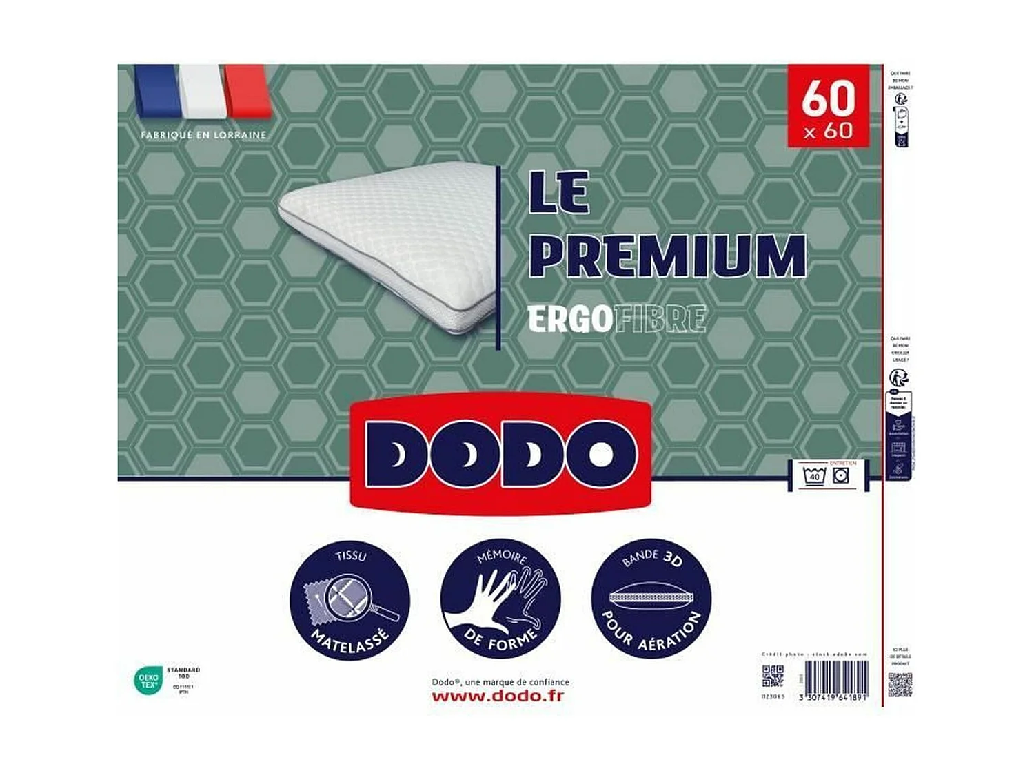 Le Premium Kissen – 60 x 60 cm – MemorySchaum – abnehmbarer Bezug