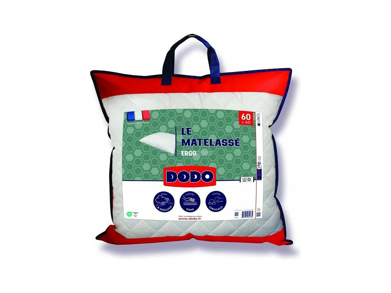 Oreiller Le Matelassé - 60 x 60 cm - Soutien ferme - Taie déhoussable