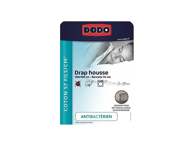 Drap housse  - 140x190 cm - Coton - Coutil 32 cm - Taupe - Fabriqué en France