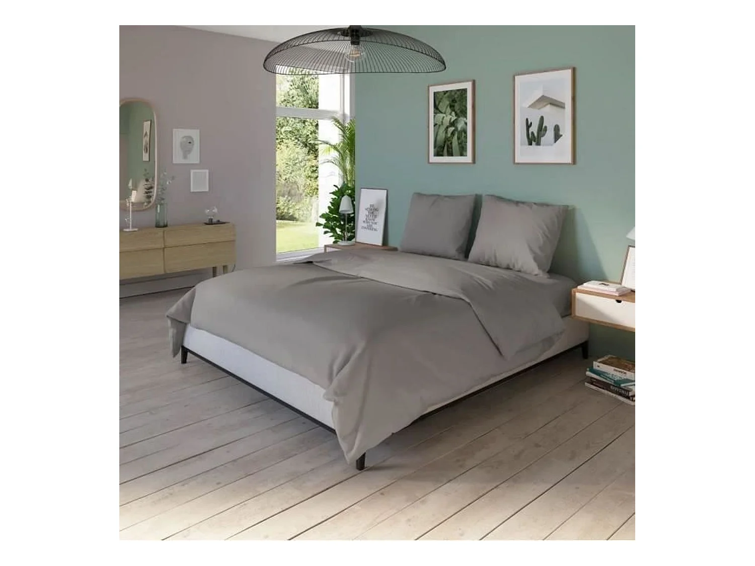 Housse de couette - 260 x 240 cm - Coton - Antibactérien - Taupe