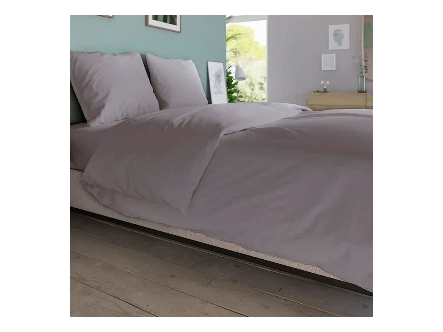 Housse de couette - 260 x 240 cm - Coton - Antibactérien - Taupe