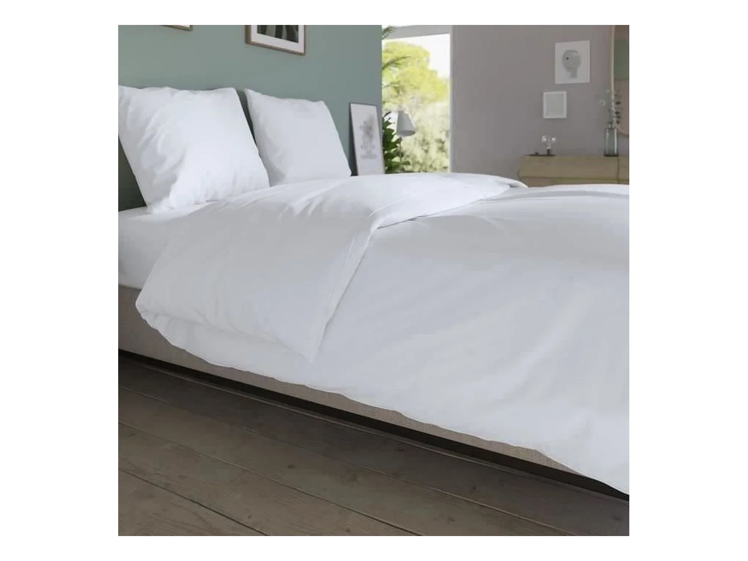 Housse de couette - 260 x 240 cm - Coton - Antibactérien - Blanc