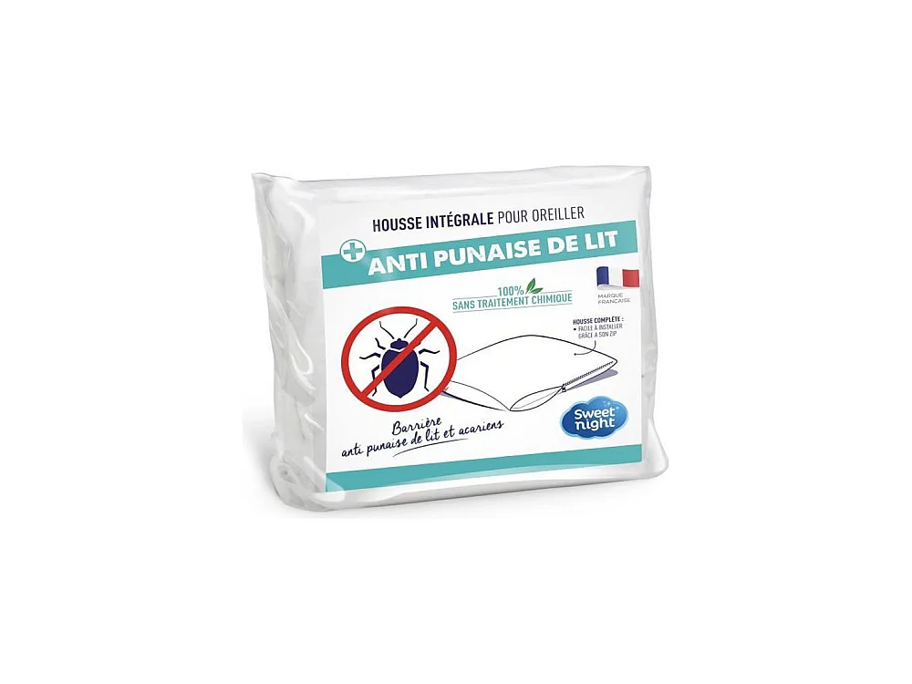 Housse Oreiller Anti Punaises de Lit et Acariens - Blanc 50x70 cm