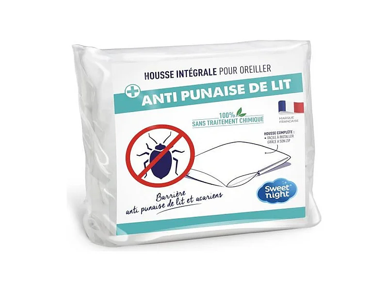 Funda integral anti chinches y anti ácaros para almohada - Blanco 65 x 65 cm