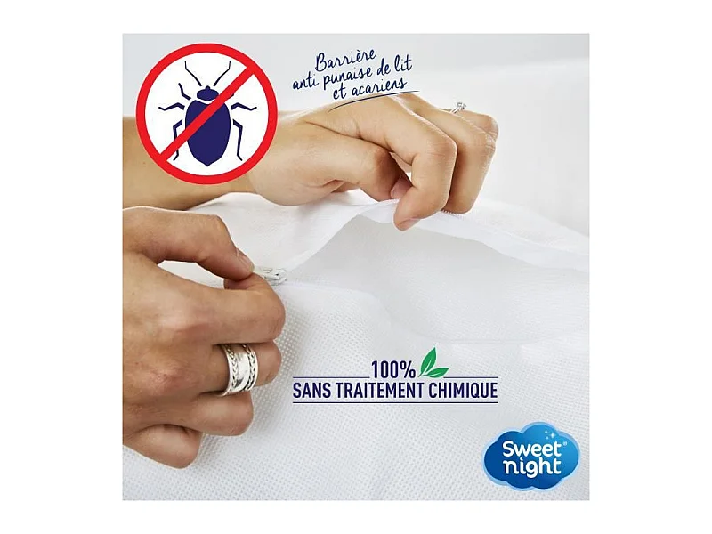 Funda integral anti chinches y anti ácaros para almohada - Blanco 65 x 65 cm