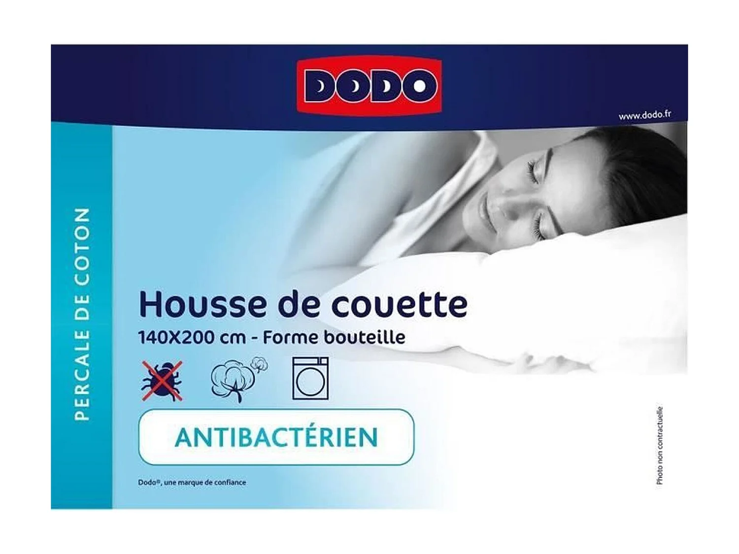 Housse de couette coton antibactérien 140 x 200 cm