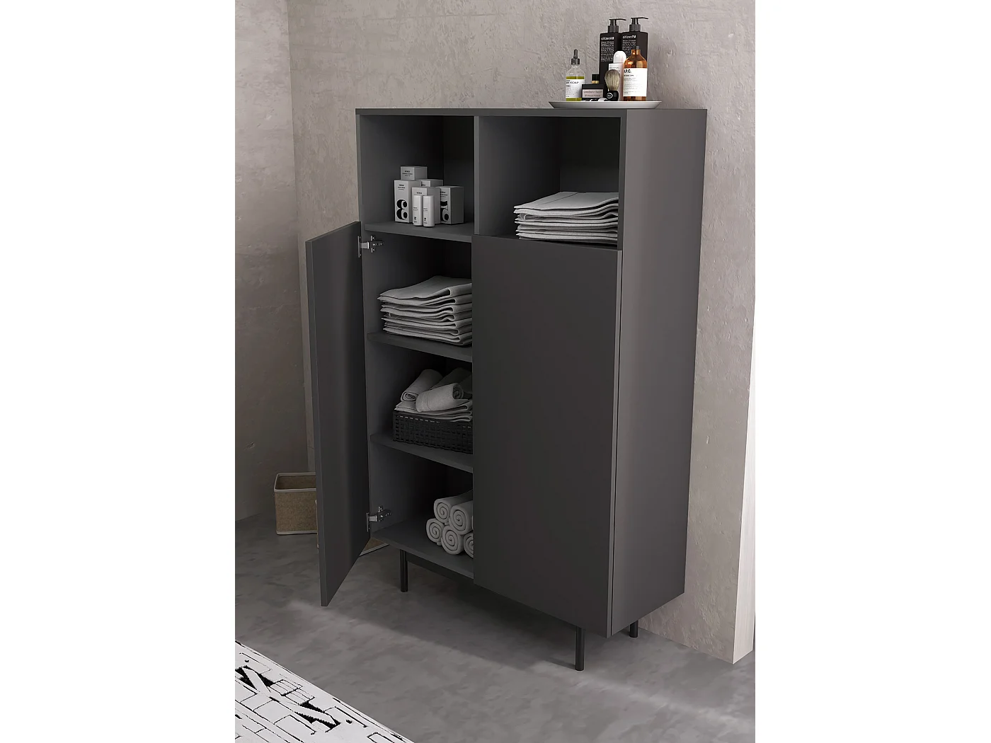 Buffet 2 portes - H140cm x L90cm x L34cm - graphite - Printed