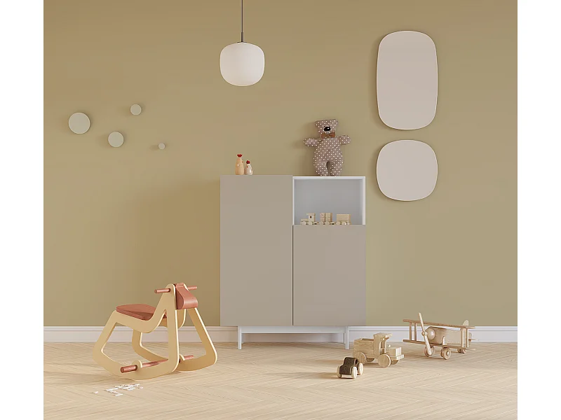 Aparador 1 hueco - A110cm x L90cm x F34cm - blanco y arena - Printed