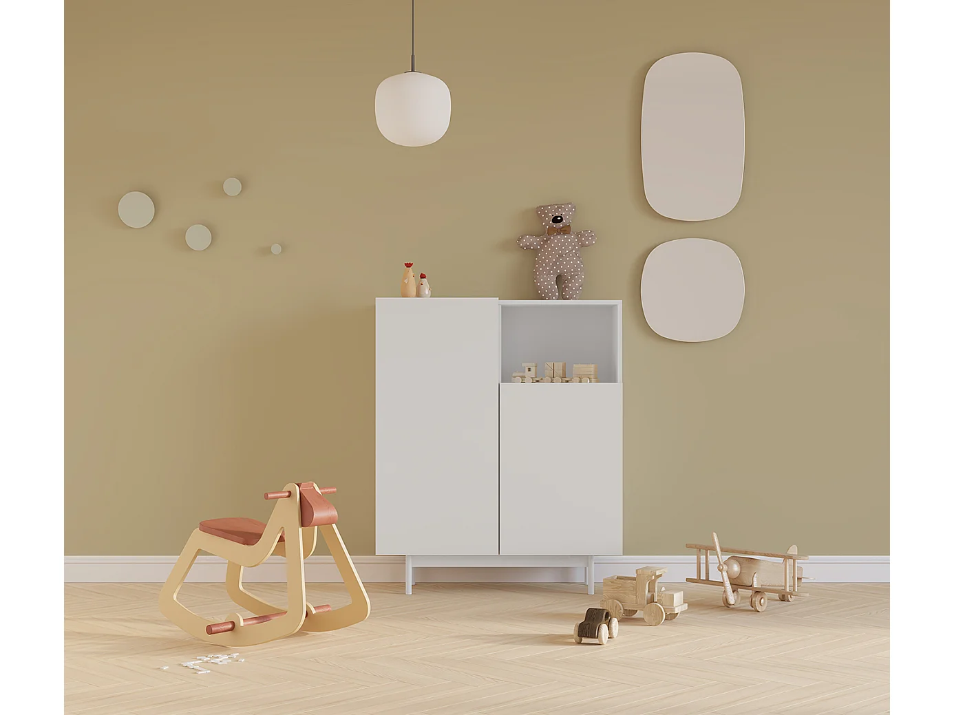 Buffet 1 niche - H110cm x L90cm x L34cm - blanc - Printed