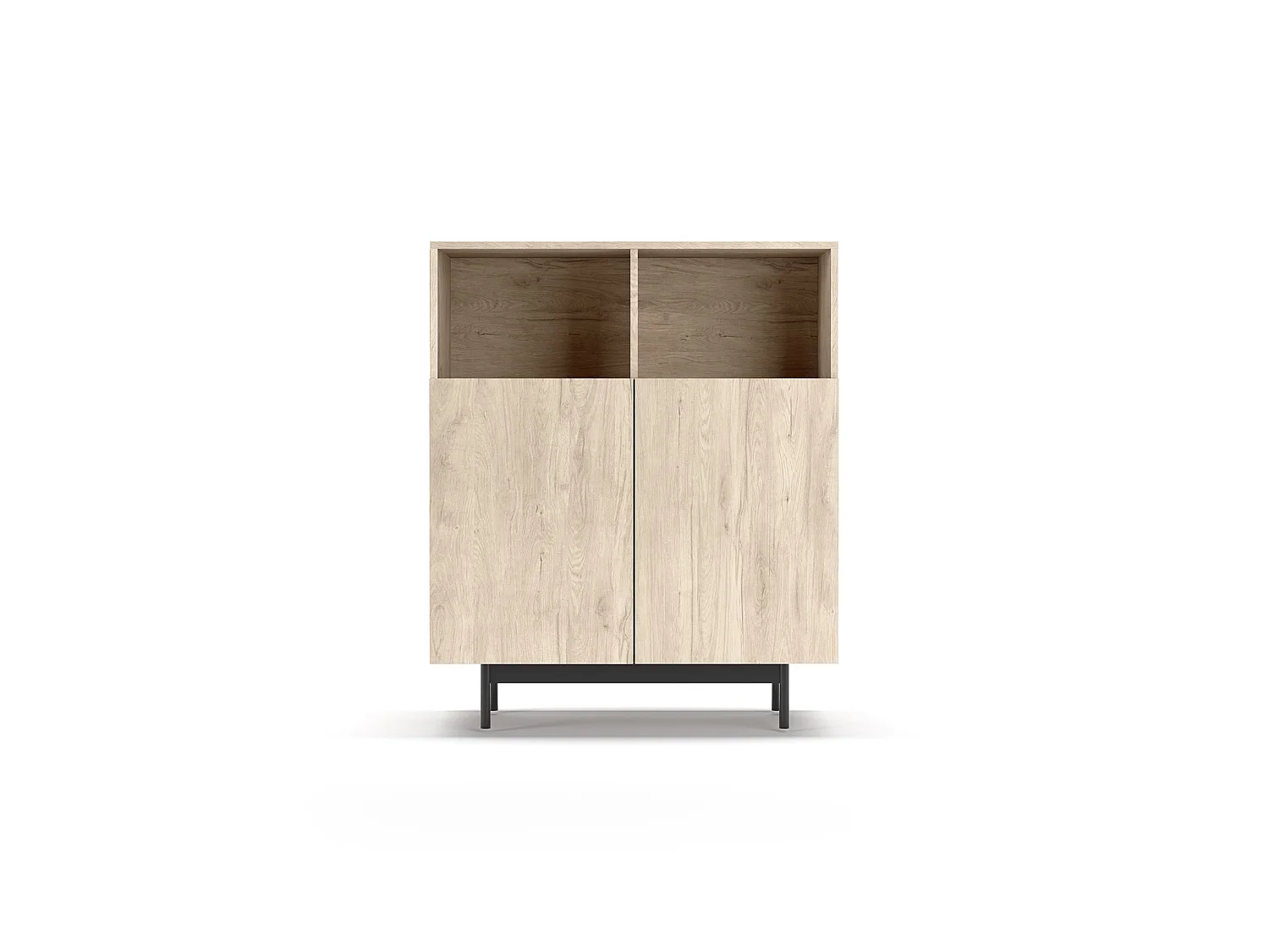 Buffet 2 niches - H110cm x L90cm x L34cm - chêne clair - Printed