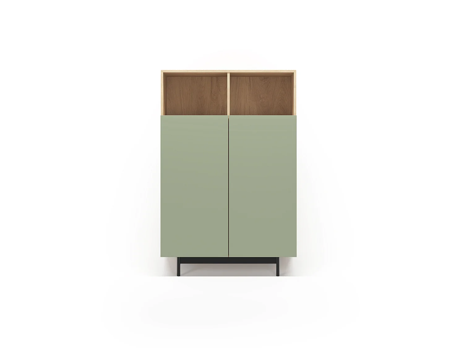 Aparador 2 puertas - A140cm x L90cm x F34cm - roble y verde - Printed