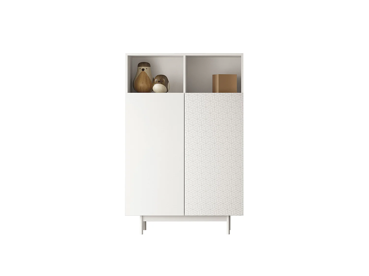 Buffet 2 portes - H140cm x L90cm x L34cm - blanc - Printed Sérig