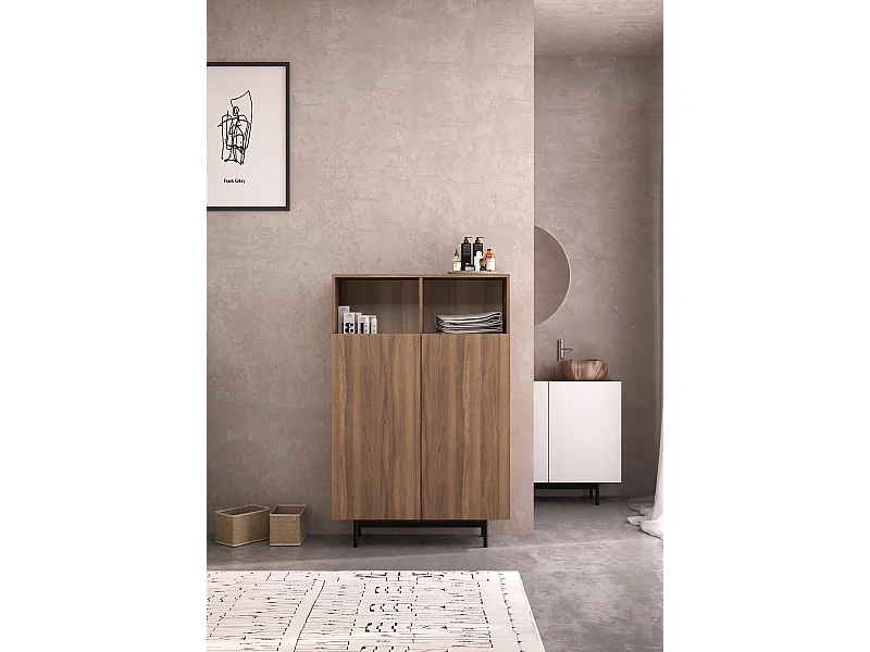 Aparador 2 puertas - A140cm x L90cm x F34cm - nogal - Printed