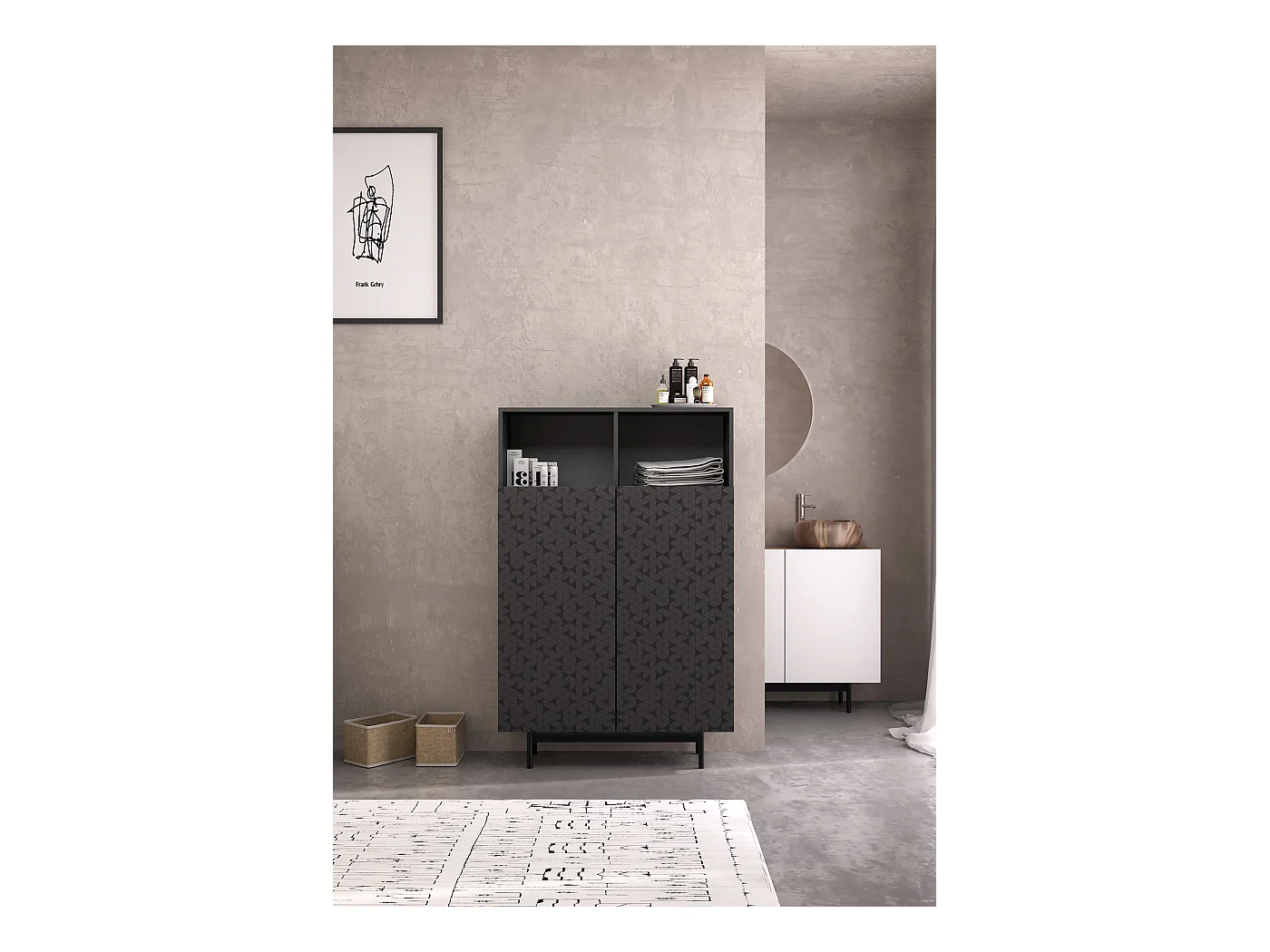 Buffet 2 portes - H140cm x L90cm x L34cm - graphite - Printed Sérig