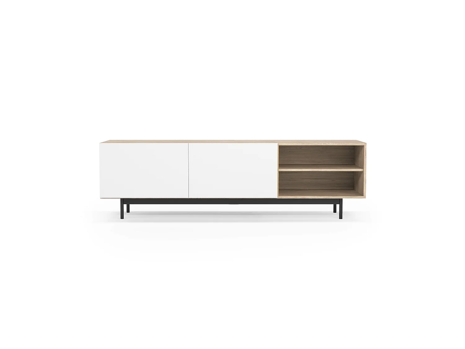 Mueble TV - A52cm x L180cm x F43cm - roble y blanco - Printed