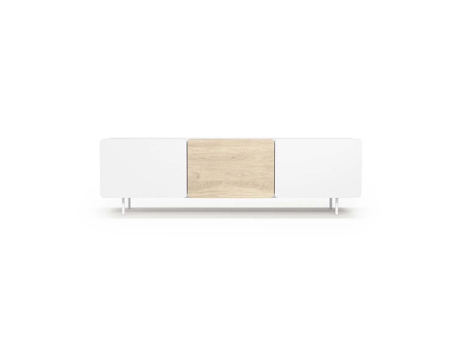 Mueble TV 3 puertas - A54cm x L180cm x F43cm - blanco y roble - Printed