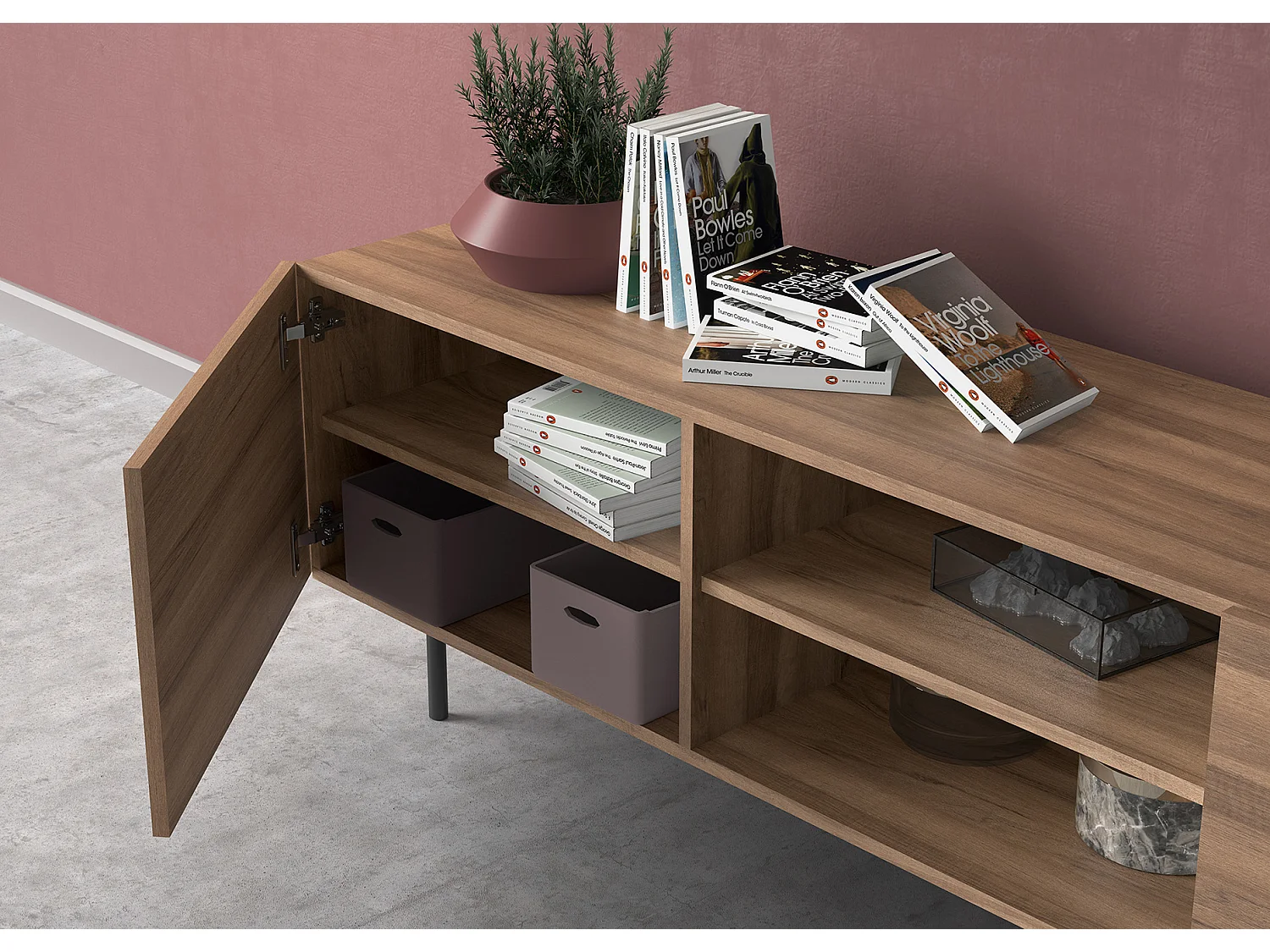 Meuble TV - H52cm x L180cm x L43cm - noyer - Printed