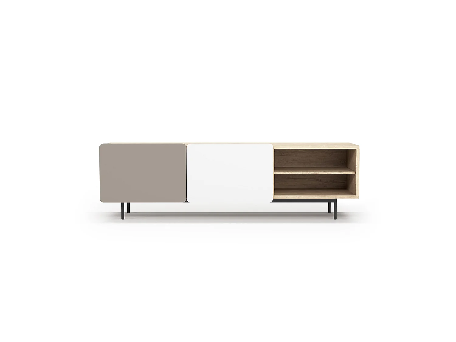 Mueble TV - A54cm x L180cm x F43cm - roble, arena y blanco - Printed