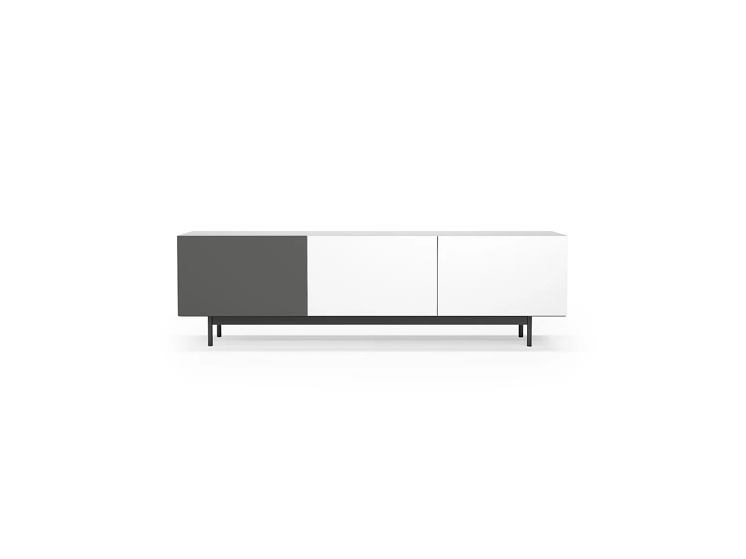 Meuble TV 3 portes - H52cm x L180cm x L43cm - blanc et graphite - Printed