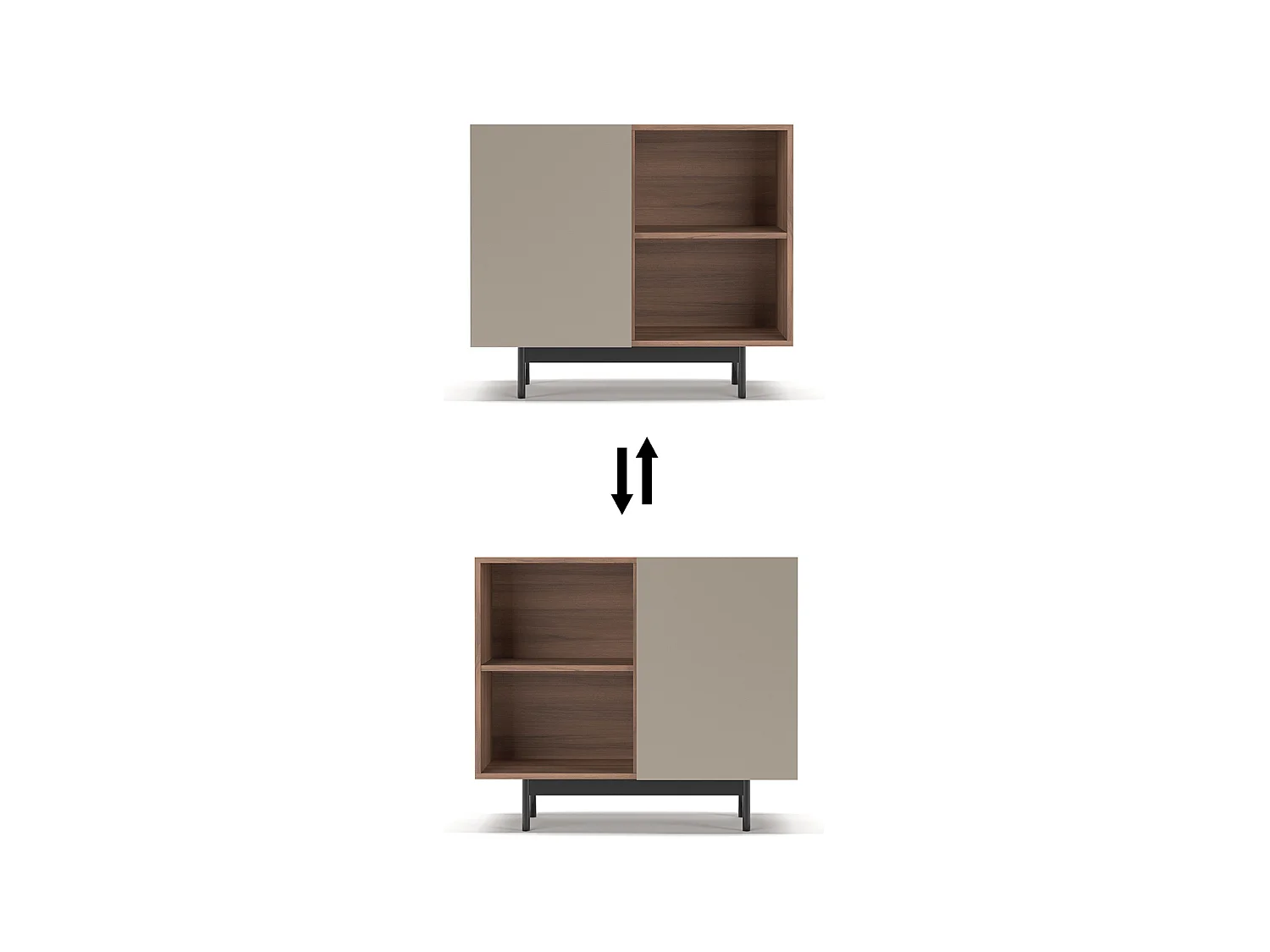 Buffet 1 porte - H78cm x L90cm x L34cm - noyer et taupe - Printed
