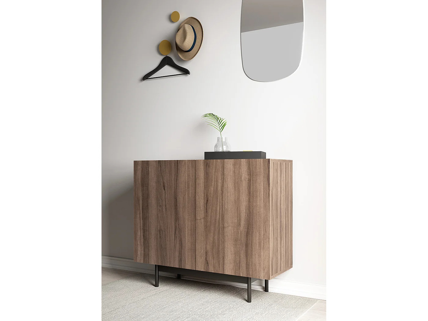 Buffet 2 portes - H78cm x L90cm x L34cm - noyer - Printed