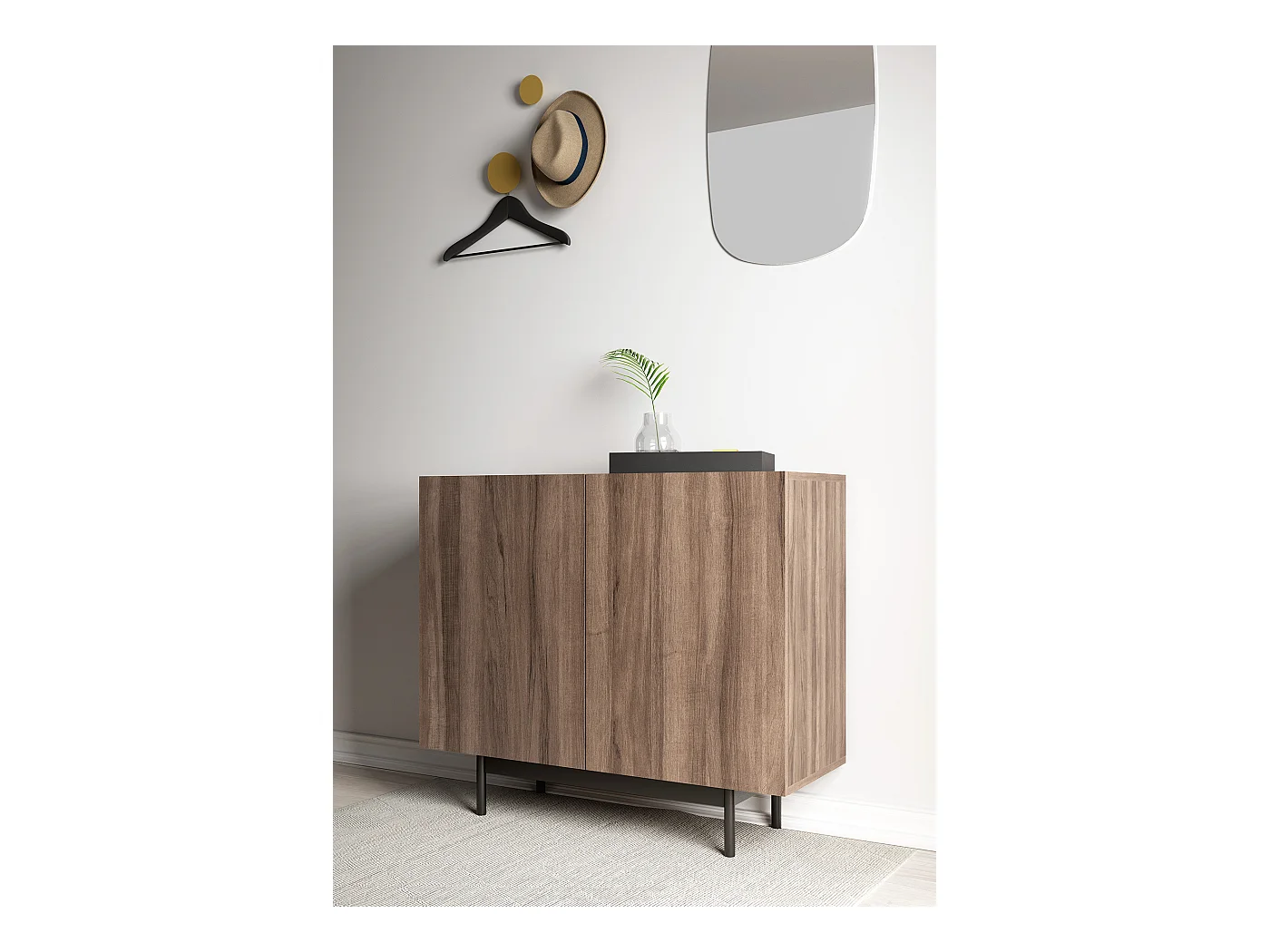Buffet 2 portes - H78cm x L90cm x L34cm - noyer - Printed