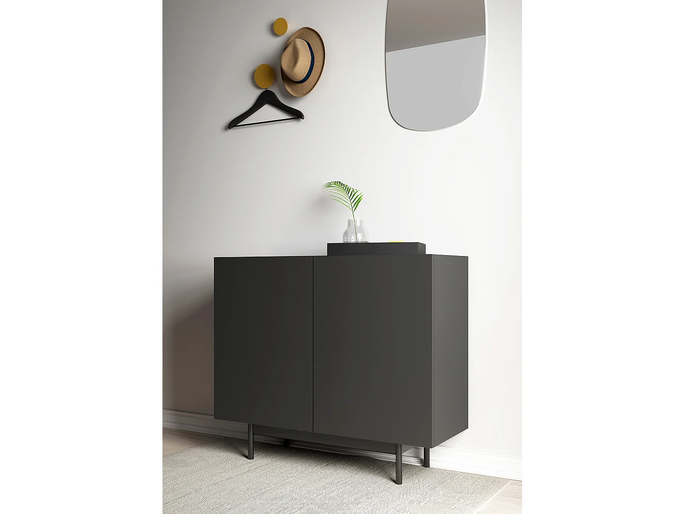 Buffet 2 portes - H78cm x L90cm x L34cm - graphite - Printed