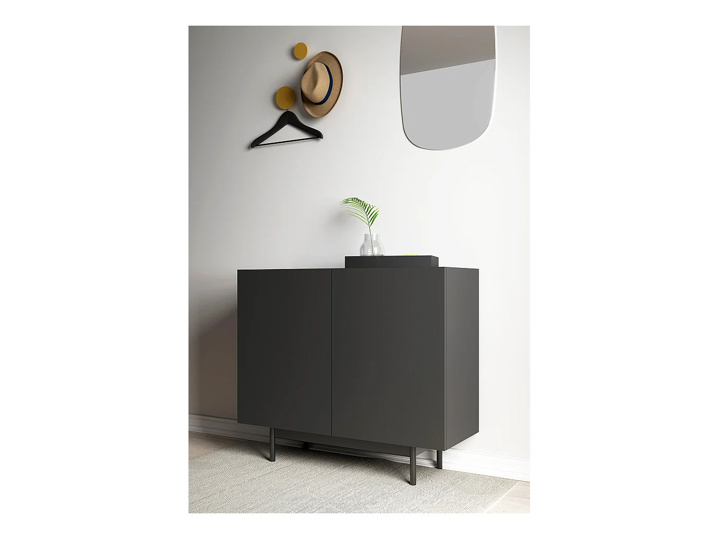 Buffet 2 portes - H78cm x L90cm x L34cm - graphite - Printed