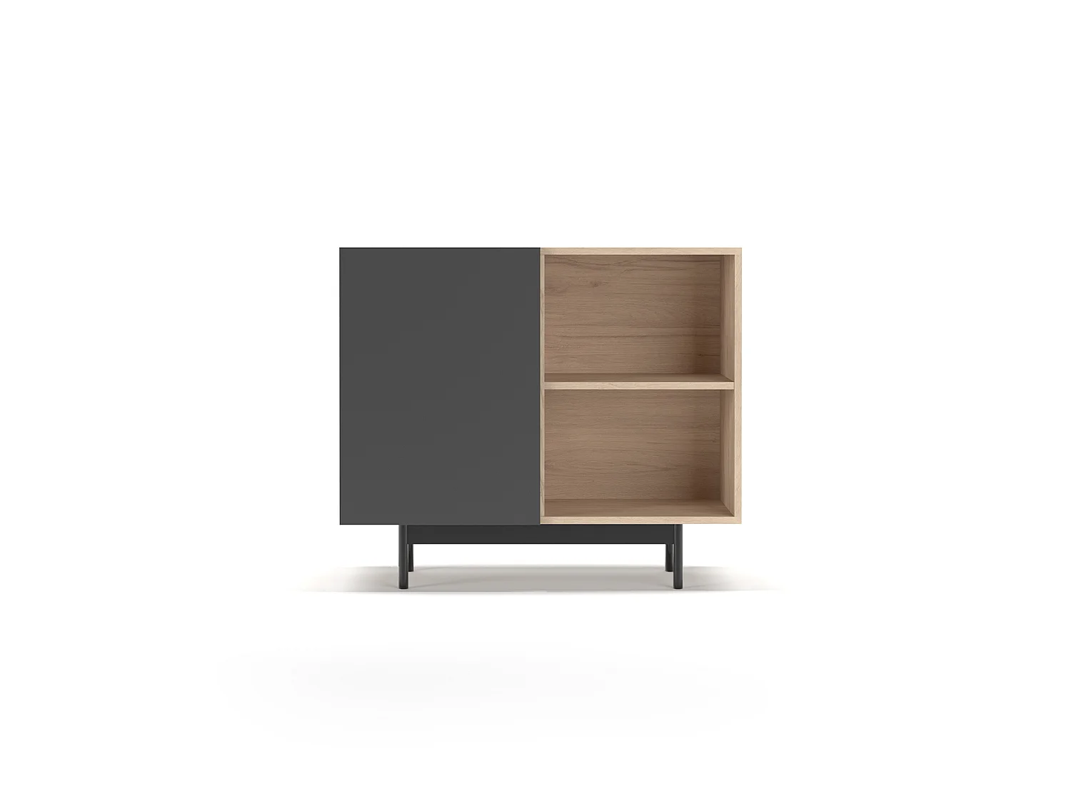 Buffet 1 porte - H78cm x L90cm x L34cm - chêne clair et graphite - Printed