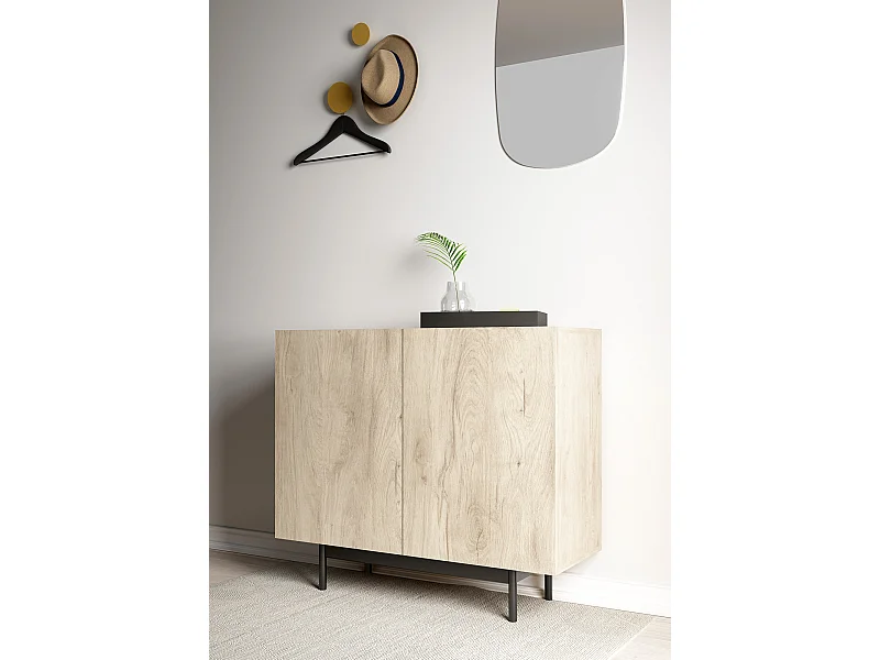 Buffet 2 portes - H78cm x L90cm x L34cm - chêne clair - Printed