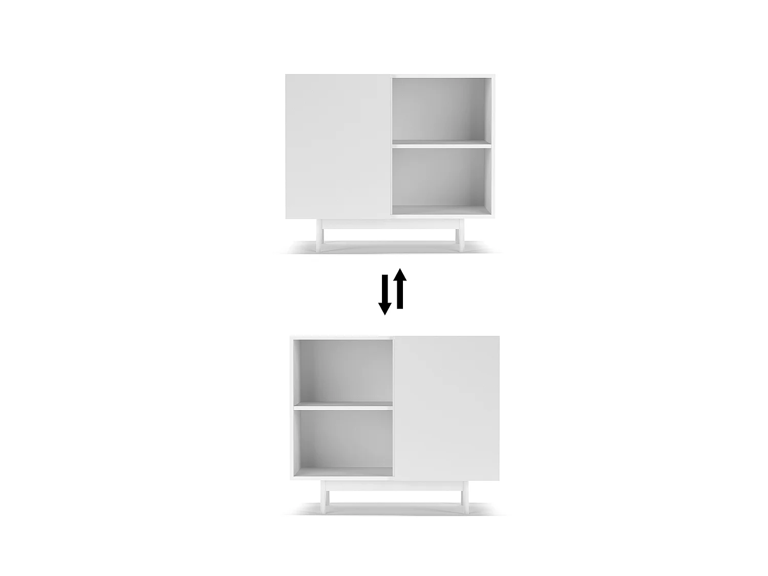 Buffet 1 porte - H78cm x L90cm x L34cm - blanc - Printed