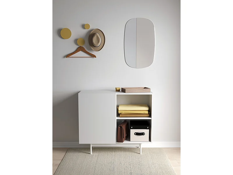 Buffet 1 porte - H78cm x L90cm x L34cm - blanc - Printed